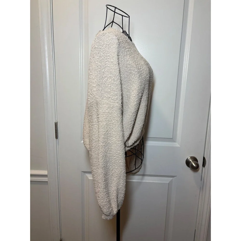 Altar'd State Womens Boucle Knit Balloon Sleeve Sweater Beige - Medium - Picture 3 of 5
